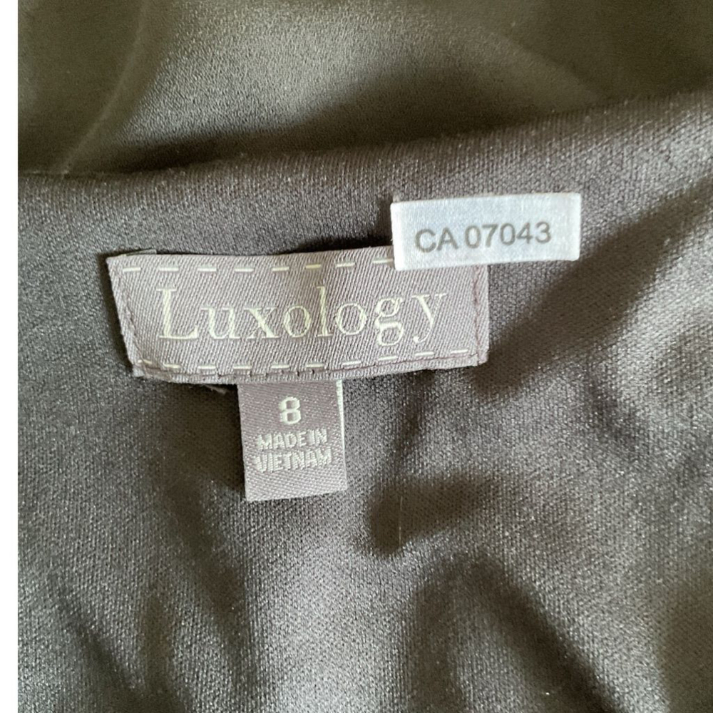 $10$ add on Luxology Black sheer chiffon layered Lace-Up 3/4 Sleeve Dress Size 8 - Picture 5 of 10